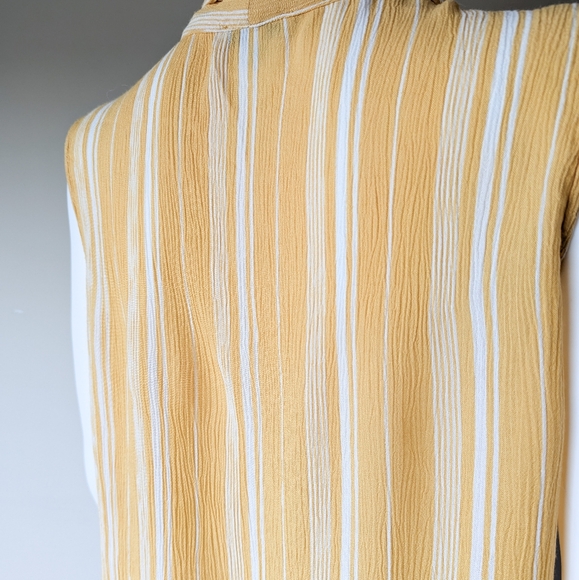 Patrons of Peace Crepe Yellow & White Stripe Tie Front Tank - Picture 4 of 9